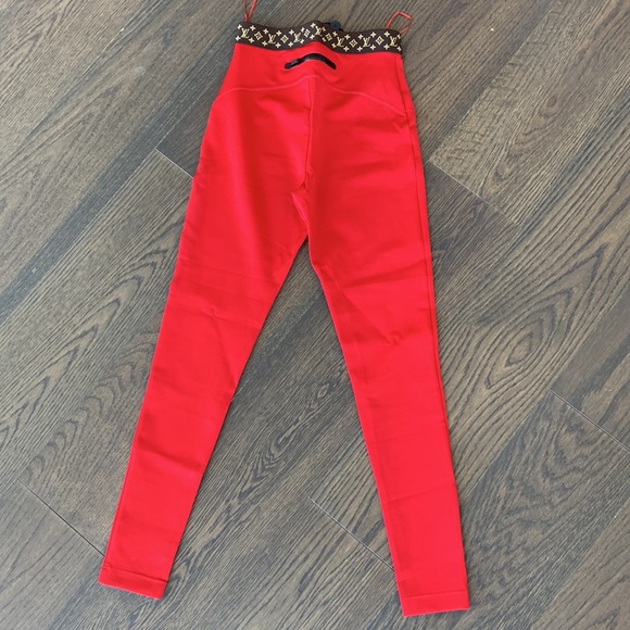 LOUIS VUITTON RED LEGGINGS SIZE 36 - Picture 4 of 12